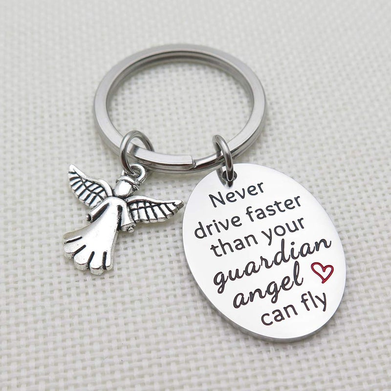 IDLAN Sweet 16 Gift Guardian Angel Keychain New Driver Keychain Never Drive Faster Than Your Guardian Angel Can Fly Daughter Niece Gift - Image 4